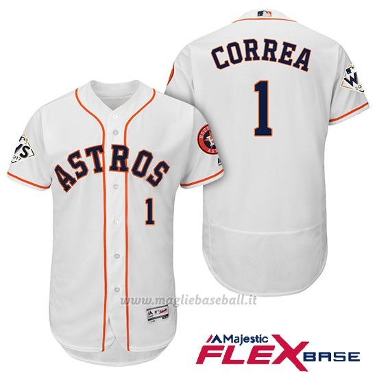 Maglia Baseball Uomo Houston Astros 2017 World Series Carlos Correa Bianco Flex Base